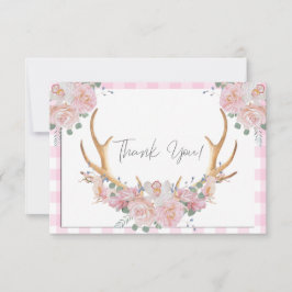 BOHO Blommigt Antlers Rosa Gingham Tack Kort