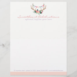 Boho Blommigt Antlers & Shabby Ro Party Bunting Brevhuvud