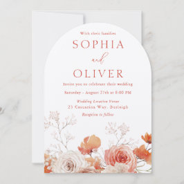 Boho Blommigt & Arch Fall Hösten Blommigt Bröllop Inbjudningar