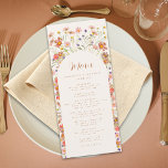 Boho Blommigt Arch Fall Wedding Meny<br><div class="desc">Lägg till lite höstmagi till din bröllopsmottagning med Boho Fall Wildblomma Meadow Bröllop Menu Ta riken, romantisk skönhet från hösten till bord i bröllop med Boho Fall Wildblomme Bröllop Menu, en perfekt blandning av rustisk charm och elegant. Den här handgjorda menyn är inspirerad av struktur och ett sjudande färg av...</div>