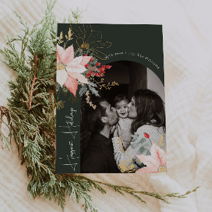 Boho Blommigt Arch Happiest Helgdagars Lodrät Phot Julkort