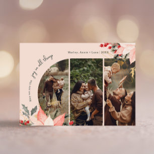 Boho Blommigt Arch Joy in All Sak Three Photo Julkort