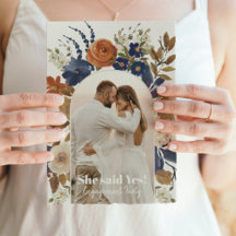 Boho Blommigt Arch Photo Förlovningsfest-inbjudan