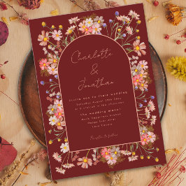 Boho Blommigt Arch Terracotta Fall Wedding Inbjudningar