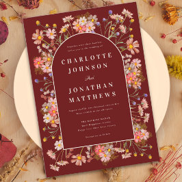 Boho Blommigt Arch Terracotta Fall Wedding Inbjudningar
