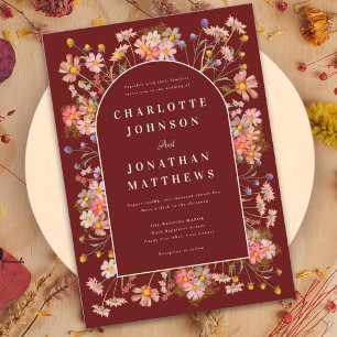 Boho Blommigt Arch Terracotta Fall Wedding Inbjudningar