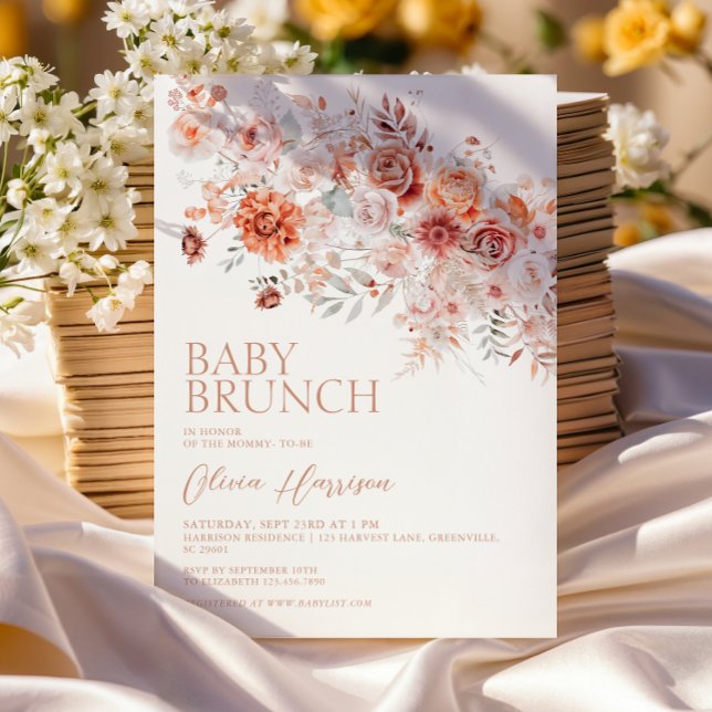 Boho Blommigt Baby Brunch Inbjudningar (Skapare uppladdad)