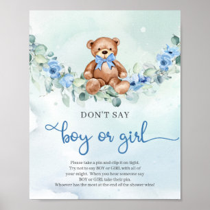 Boho blommigt baby elephant Säg inte BOY eller GIR Poster
