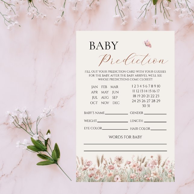 Boho Blommigt Baby Prediction Baby Shower Game Flygblad (Skapare uppladdad)