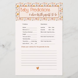Boho Blommigt Baby Predictions Advice Card-spel