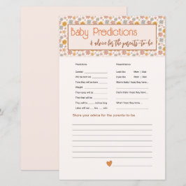 Boho Blommigt Baby Predictions Advice Card-spel