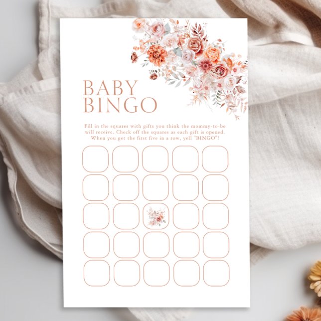 Boho Blommigt Baby Shower Baby Bingo Game (Skapare uppladdad)