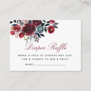 Boho blommigt Baby Shower Diaper Raffle Tilläggskort