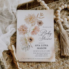 Boho Blommigt Baby Shower-inbjudan Inbjudningar