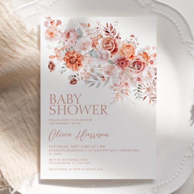 Boho Blommigt Baby Shower-inbjudan Inbjudningar (Skapare uppladdad)