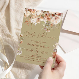 Boho Blommigt Baby Shower Inbjudningar