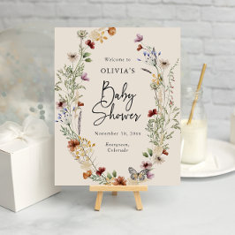 Boho Blommigt Baby Shower Poster