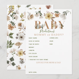 Boho Blommigt Baby Shower Predications & Advice Rådkort
