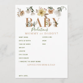 Boho Blommigt Baby Shower Predications & Advice Rådkort