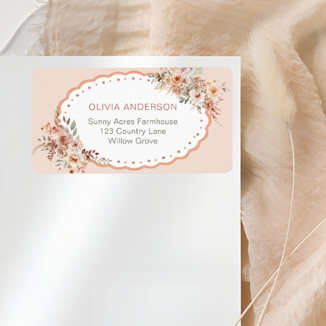 Boho Blommigt Baby Shower Returadress Adressetikett (Skapare uppladdad)