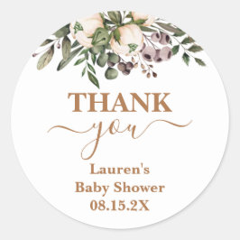Boho Blommigt Baby Shower Round Sticker Runt Klistermärke