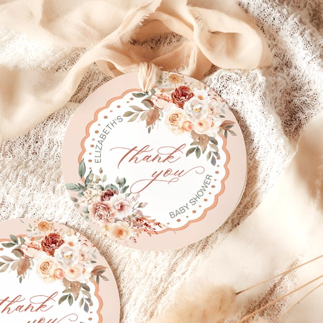 Boho Blommigt Baby Shower Tack Gåvor Etiketter (Skapare uppladdad)