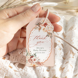 Boho Blommigt Baby Shower Tack Presentetikett