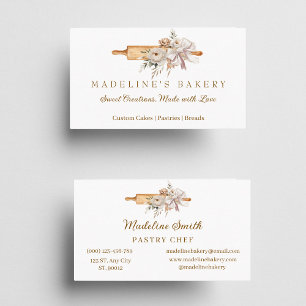 Boho Blommigt Bakery Rolling Pin Visitkort
