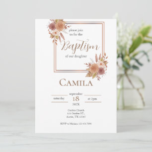 Boho Blommigt Baptism Call for Girl in Spain Inbjudningar