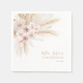 Boho Blommigt Baptism Napkins Girls Christening Ro Pappersservett
