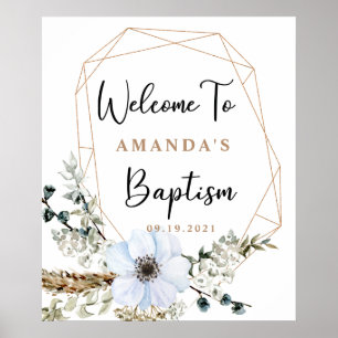 Boho Blommigt Baptism Välkommen Poster