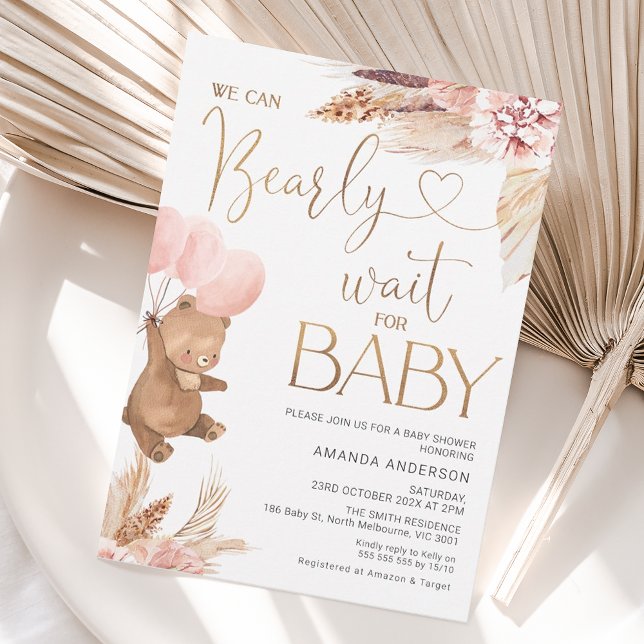 Boho Blommigt Barly Wait for Baby Baby Shower Inbjudningar (Skapare uppladdad)