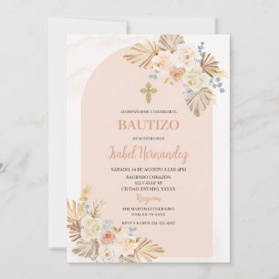 Boho Blommigt Bautizo Spansk inbjudan