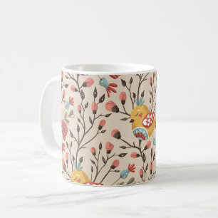Boho Blommigt Birds Garden Mönster Kaffemugg