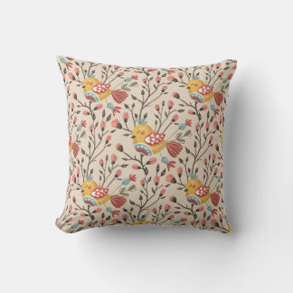 Boho Blommigt Birds Garden Mönster Kudde