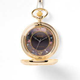 Boho Blommigt Black Butterfly Garden Pocket Armbandsur