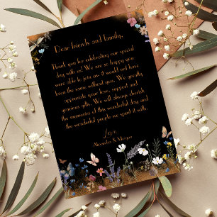 Boho Blommigt Black Butterfly Garden - tackkort Tack Kort