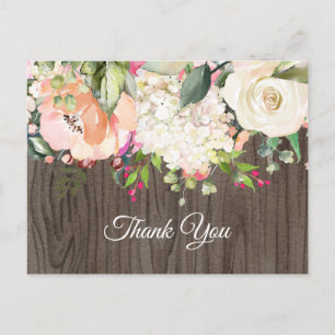 boho blommigt, blomsterfödelsedag Postcard tack Inbjudan Vykort