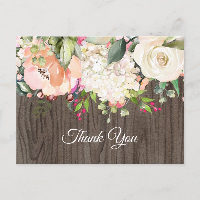 boho blommigt, blomsterfödelsedag Postcard tack Inbjudan Vykort (Framsida)