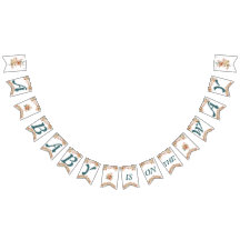 Boho Blommigt Blue Brev på White Baby Shower