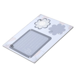 Boho Blommigt Blue Grått Kreativ Papper Anteckningsblock