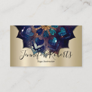 Boho Blommigt Blue Mandala Chic Yoga Instructor Gu Visitkort