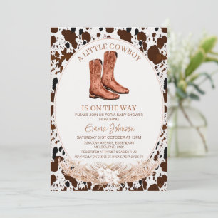 Boho Blommigt Boots Cowboy Cowhide Baby Shower Inbjudningar