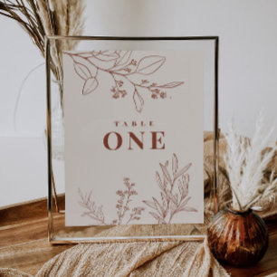 Boho Blommigt Bordsnummer Poster