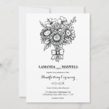 Boho Blommigt Bouquet med Ribbon Handfixing