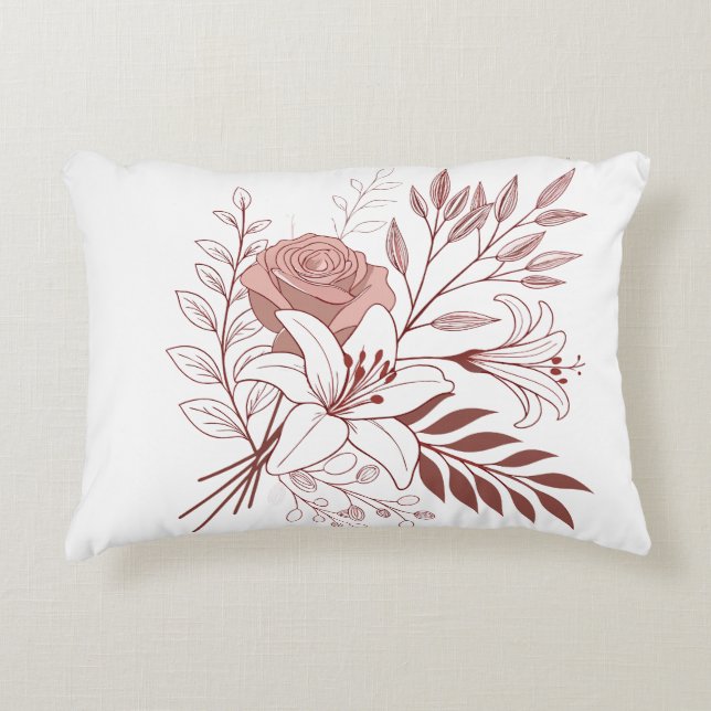 Boho Blommigt Bouquet Prydnadskudde (Framsidan)