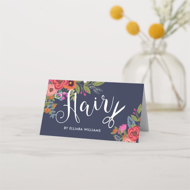 Boho Blommigt Bouquets Hair Stylist-avtalskort Tidsbeställning Kort (Framsida)