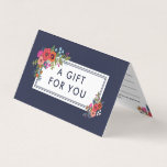 Boho Blommigt Bouquets - Presentkort Kort<br><div class="desc">Ett blått presentkort till din hårsalon,  nagelsalon eller till en konstgjord artist,  konstnär eller liknande. Presentcertifikatet är i marint blått med bohemiska blombuketter i orange,  korallrött och shock rosa. Lägg till kontaktinformationen på baksidan av presentcertifikatet. Inuti kan du skriva en ansvarsfriskrivning eller begränsningar för presentkortet.</div>