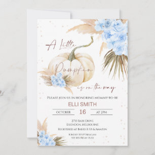 Boho Blommigt Boys Little Pumpkin Baby Shower  Inbjudningar