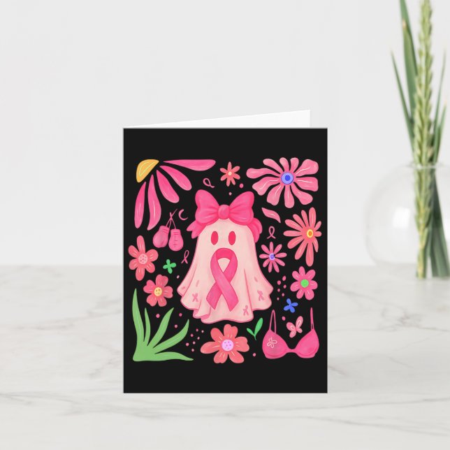 Boho Blommigt Breast Cancer i oktober Vi Bäror Ros Kort (Framsida)